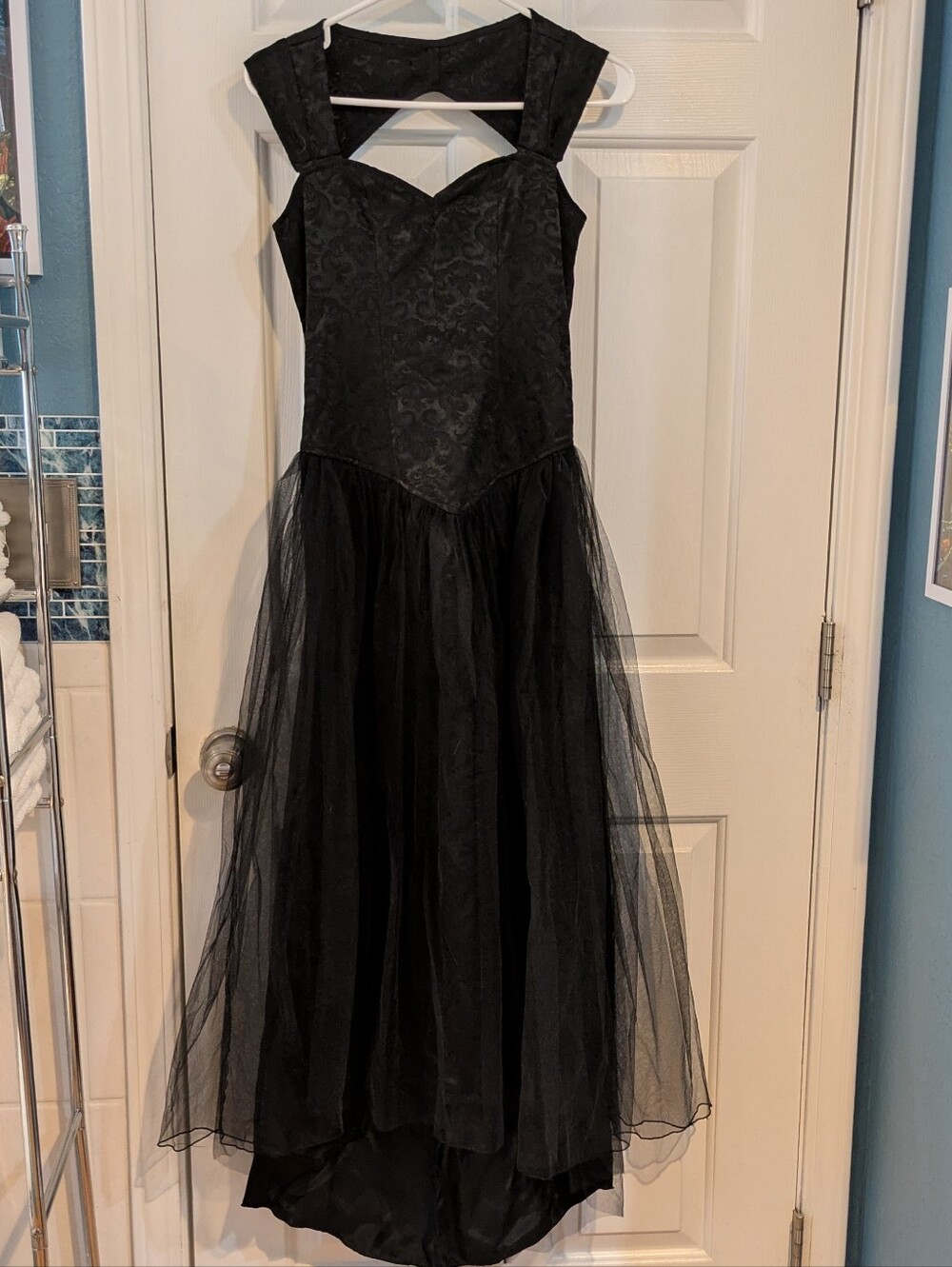 Black Lace Bodice Tulle Evening Gown